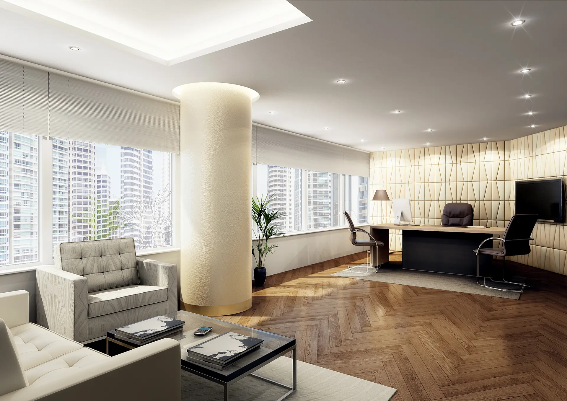 Executive Office Interior Visualization in Burj Khalifa, Dubai — render 1