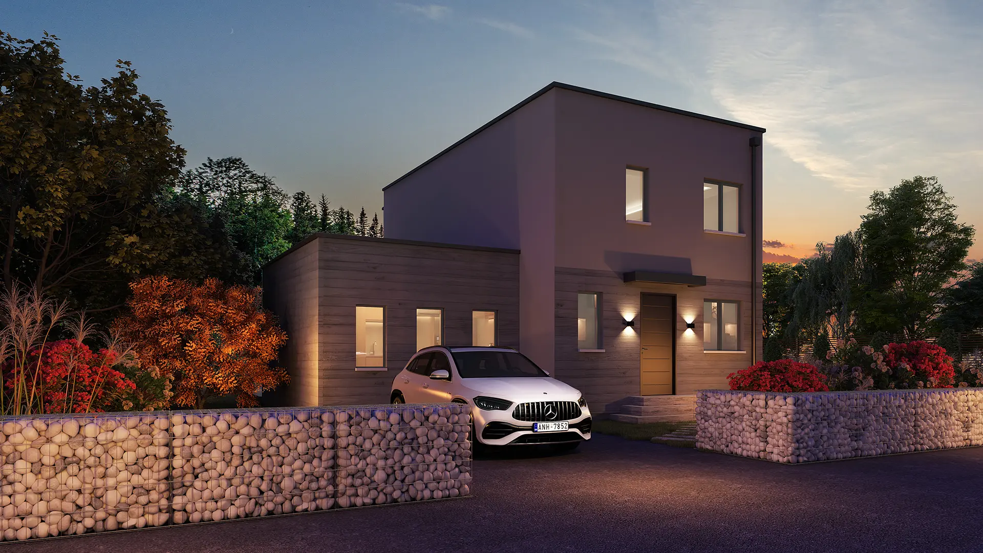 Residential Visualization: Family Backyard Redesign with Pool, Play Area & Natural Stone — render 1