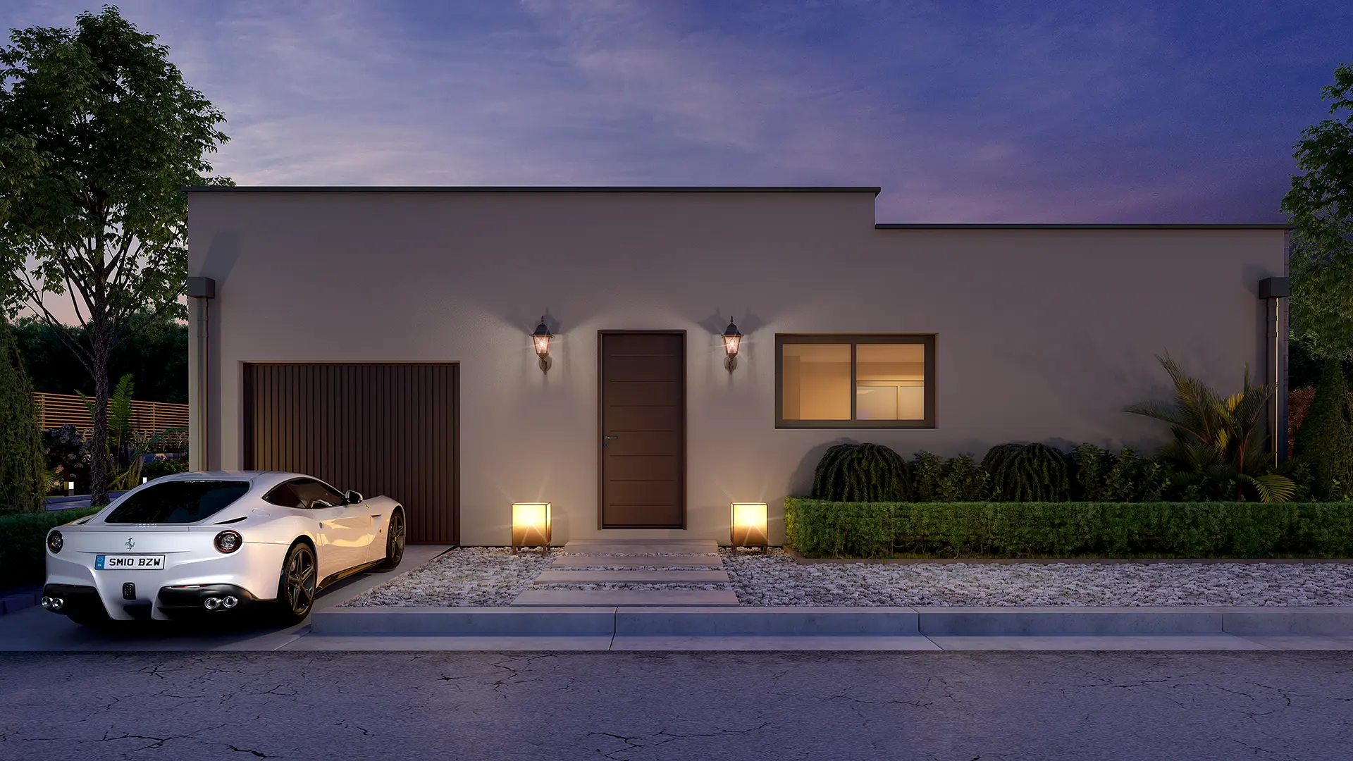 Modern Villa Pool, Wooden Deck, and Minimalist Landscaping — render 1