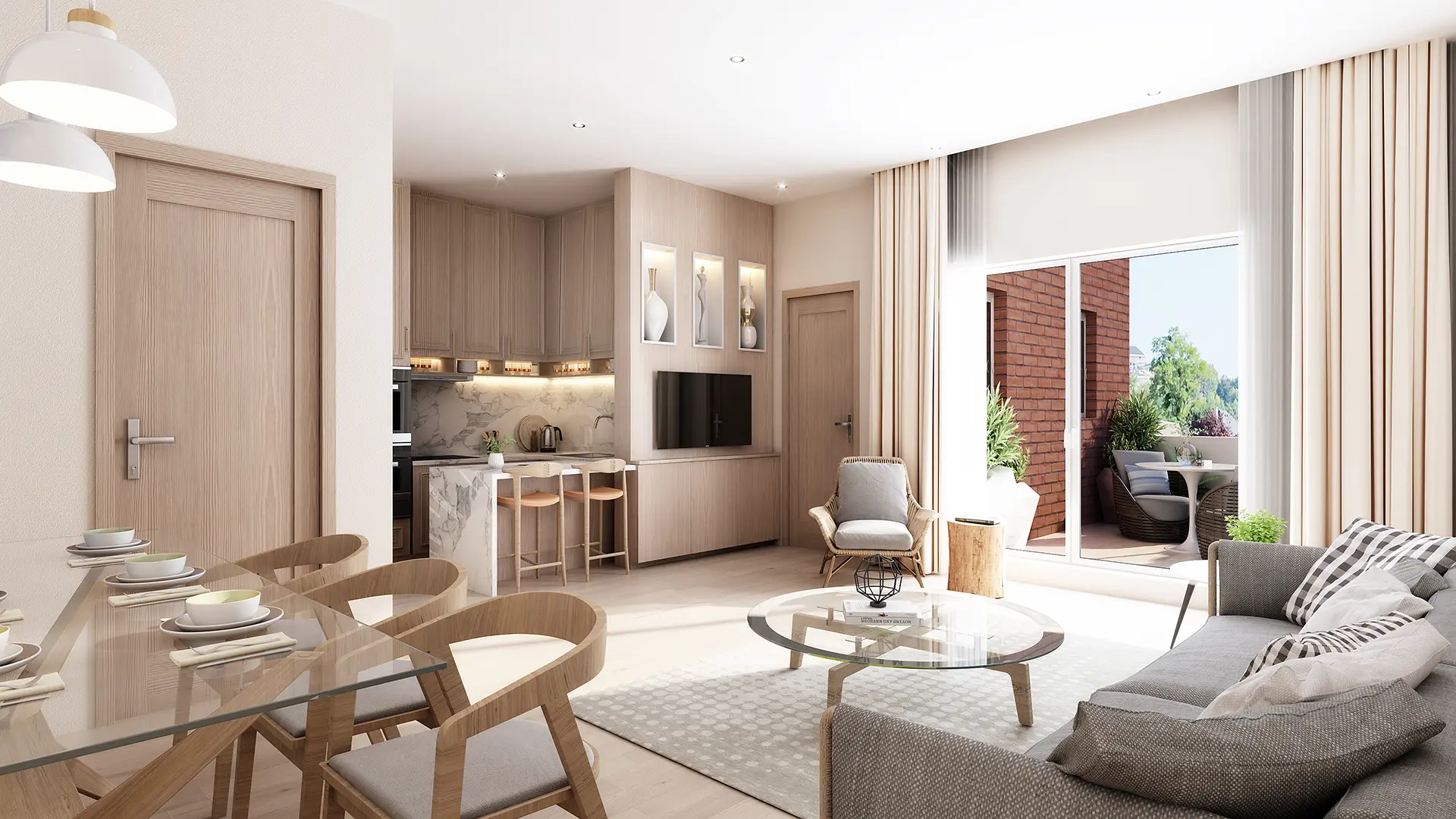 Real Estate Visualization: Multi-Unit Apartment Building Renovation & Modernization — render 3