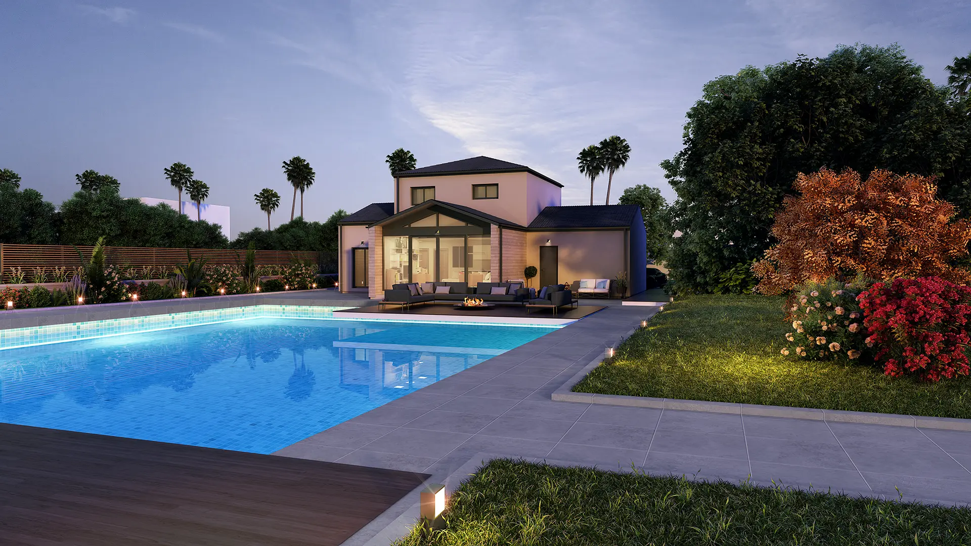 Luxury Villa Visualization: Seamless Indoor-Outdoor Living and Backyard Pool Design — render 1