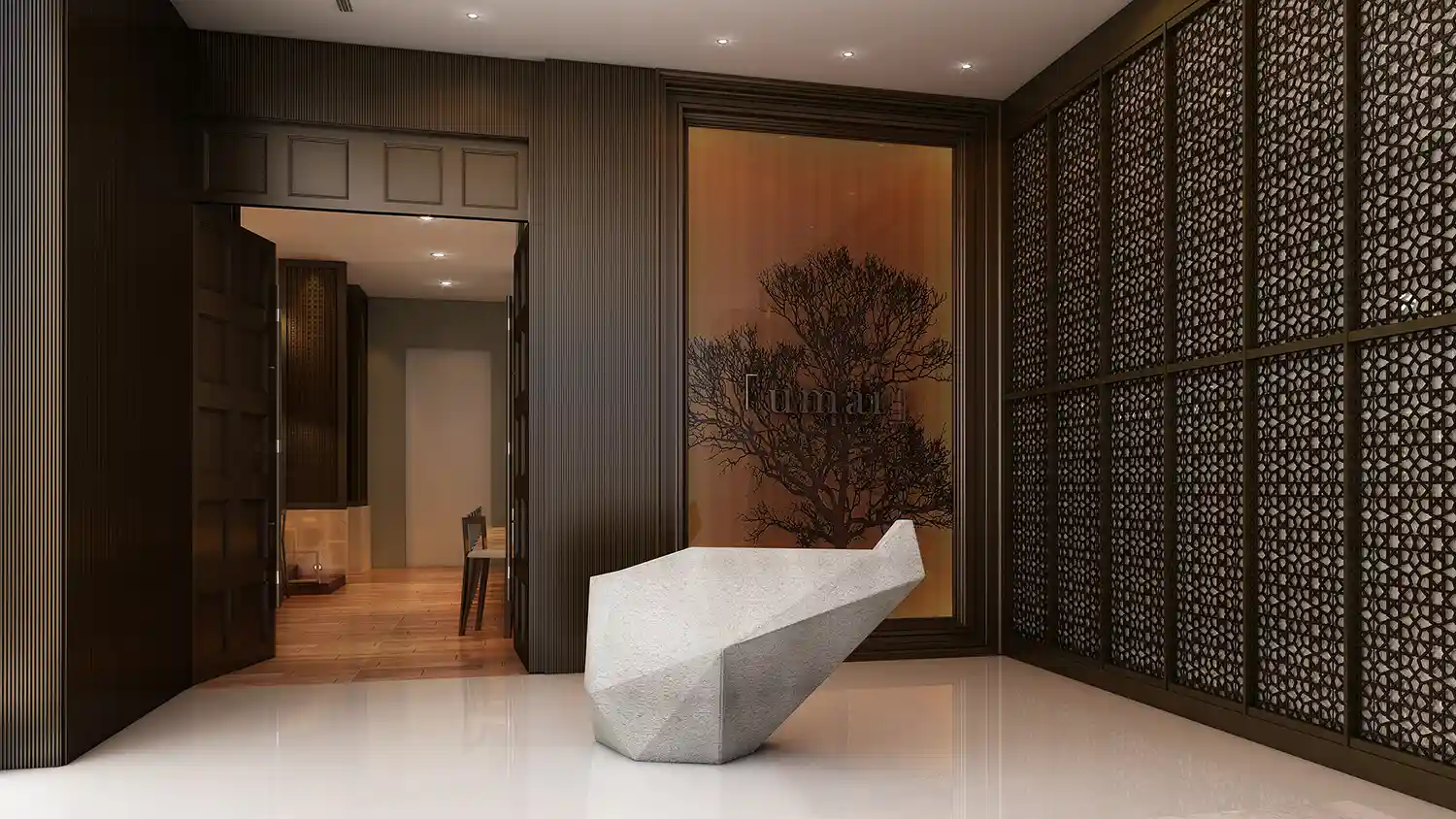 Luxury Japanese Restaurant Interior Rendering in Dubai Hotel