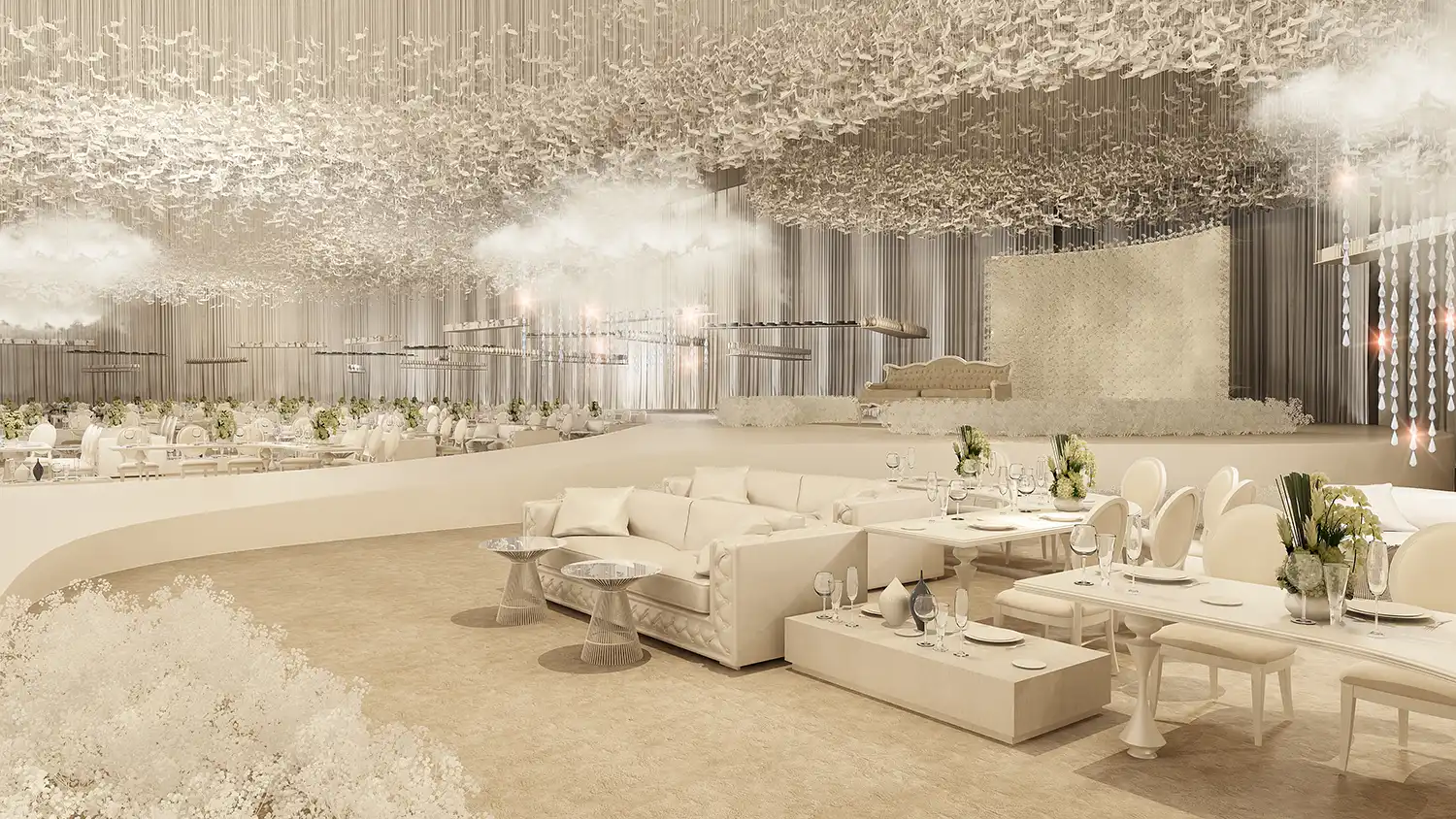 Luxury Wedding Ballroom Event Visualization in Dubai — render 1