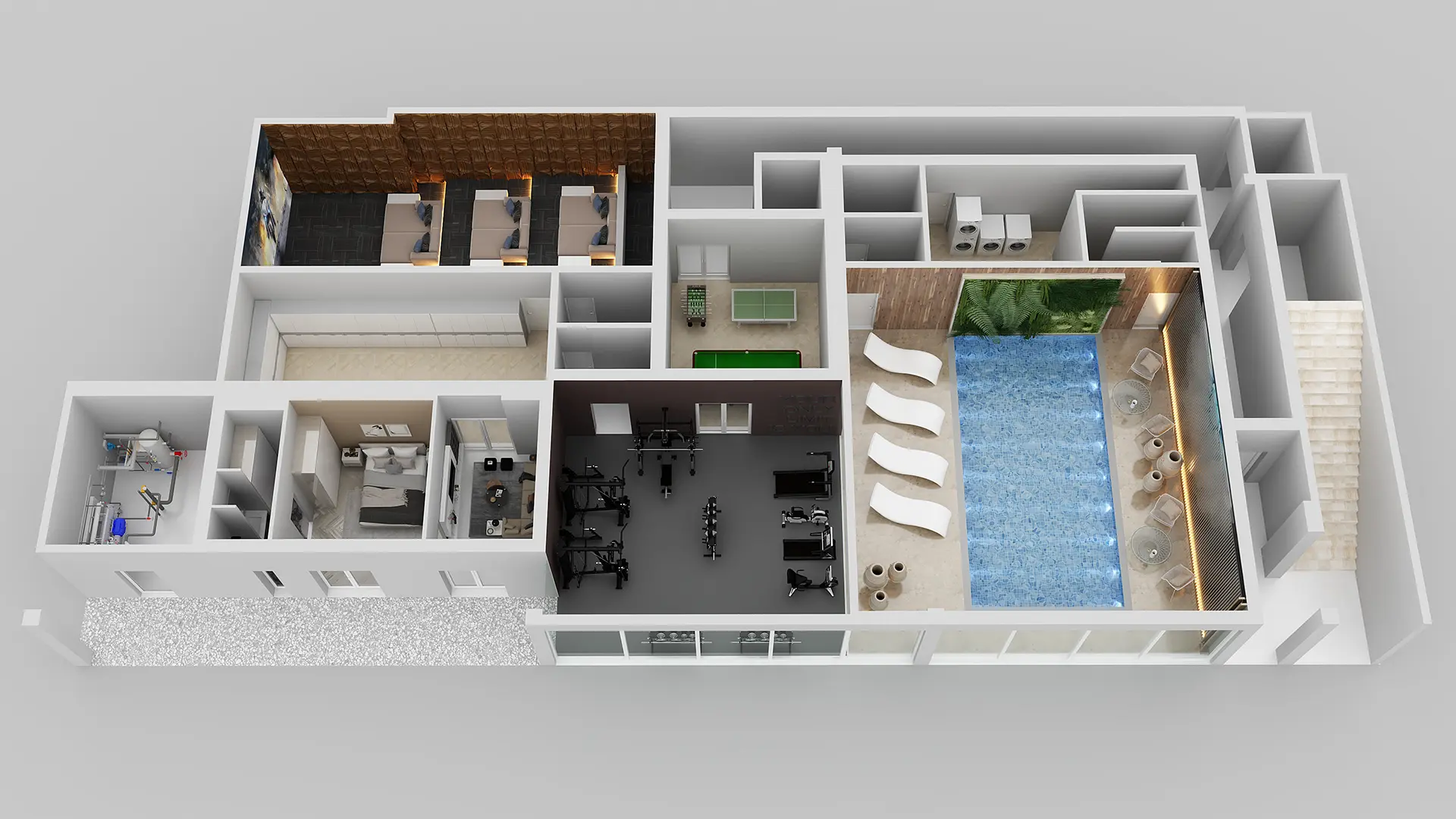3D Floor Plan Visualization for European Seaside Villa — render 6
