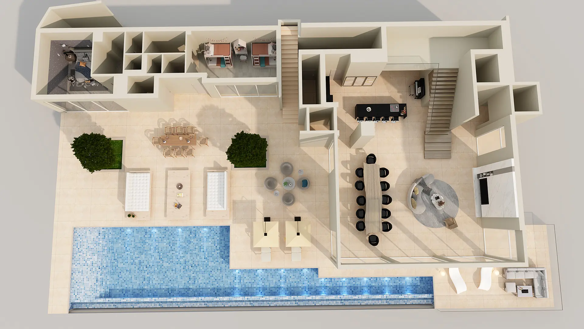 3D Floor Plan Visualization for European Seaside Villa