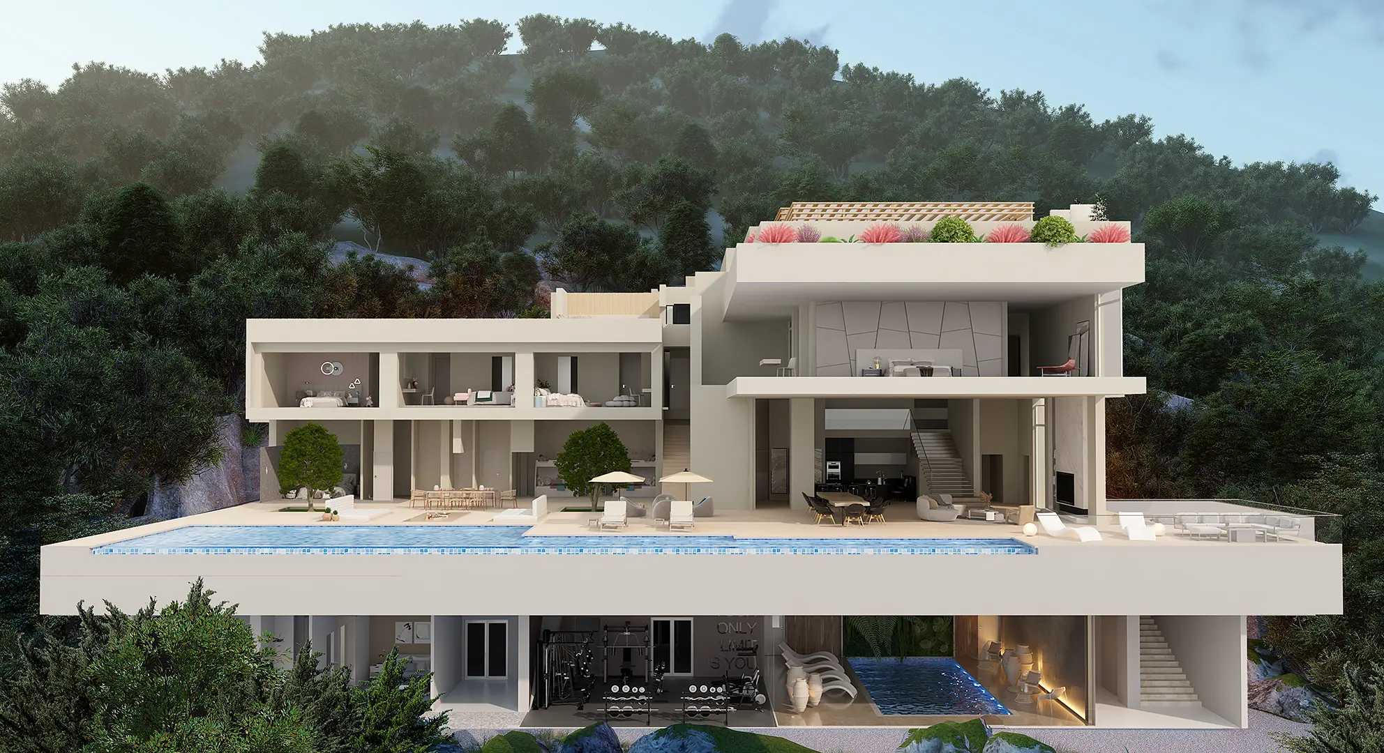 3D Floor Plan Visualization for European Seaside Villa — render 1