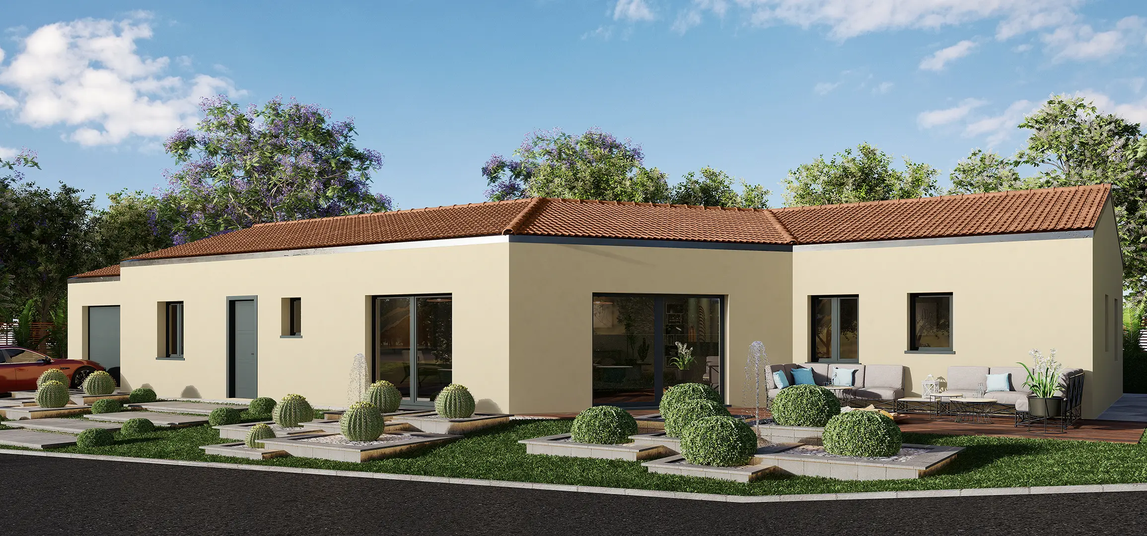 European Single-Story Villa Visualization for Real Estate Marketing