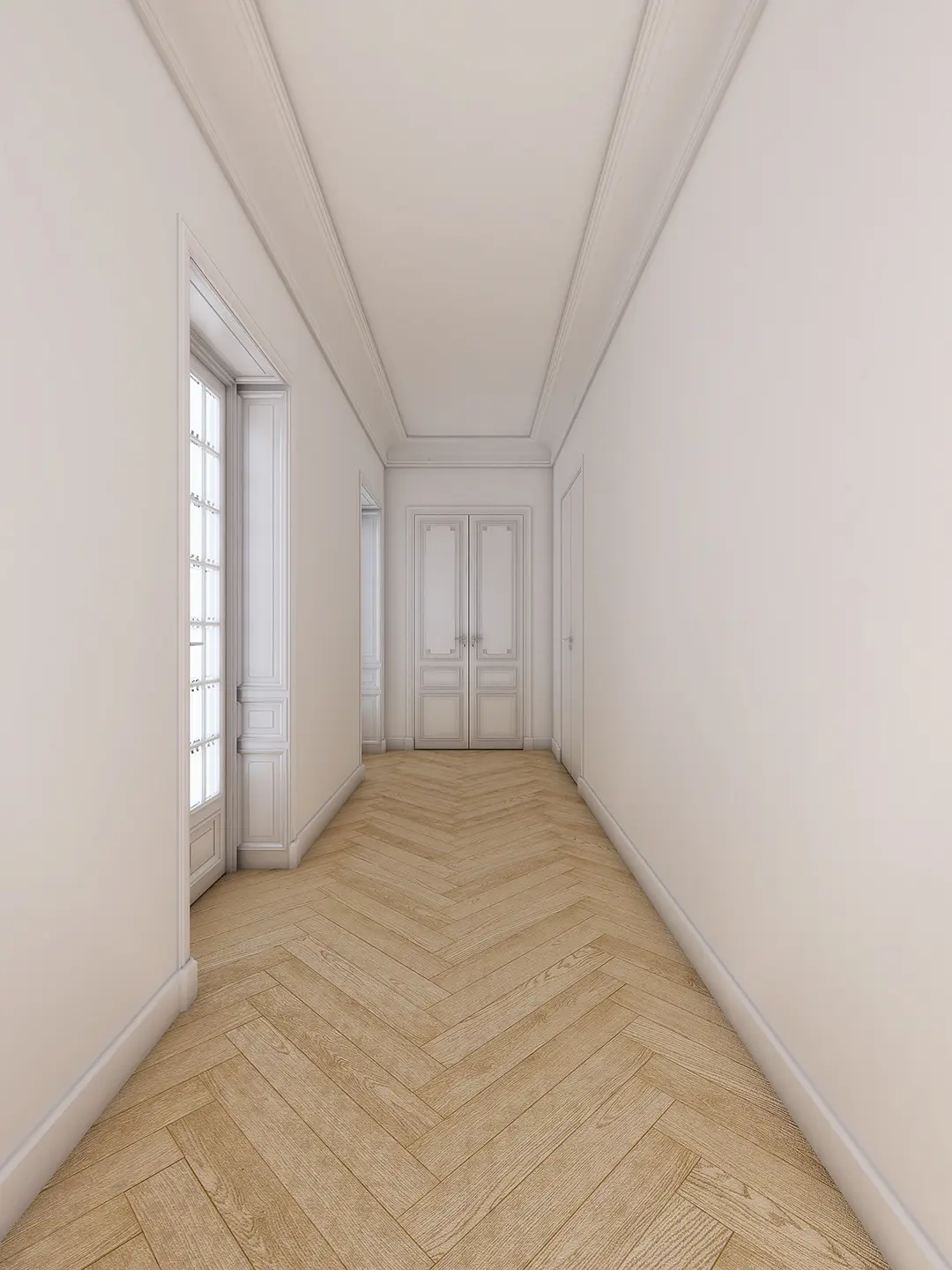 Luxury 3D Interior Visualization: Elegant Apartment Renovation with Classical Molding Details — render 3