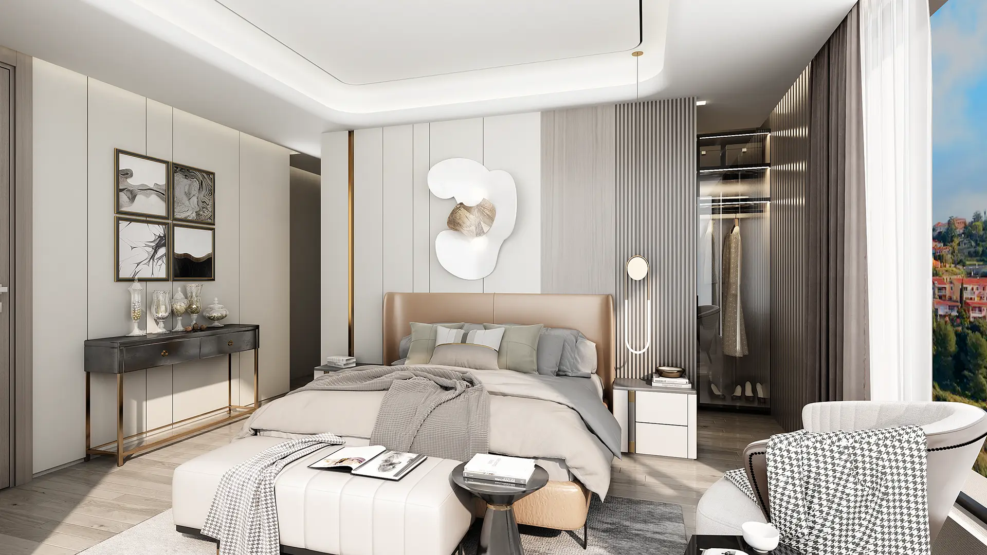 Sea-View Villa Visualization: Contemporary Interiors & Panoramic Mountain Views — render 3