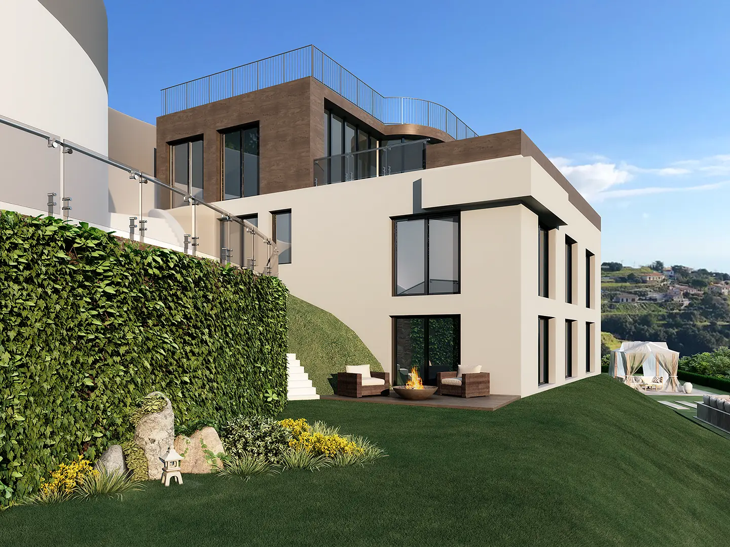 Sea-View Villa Visualization: Contemporary Interiors & Panoramic Mountain Views — render 8