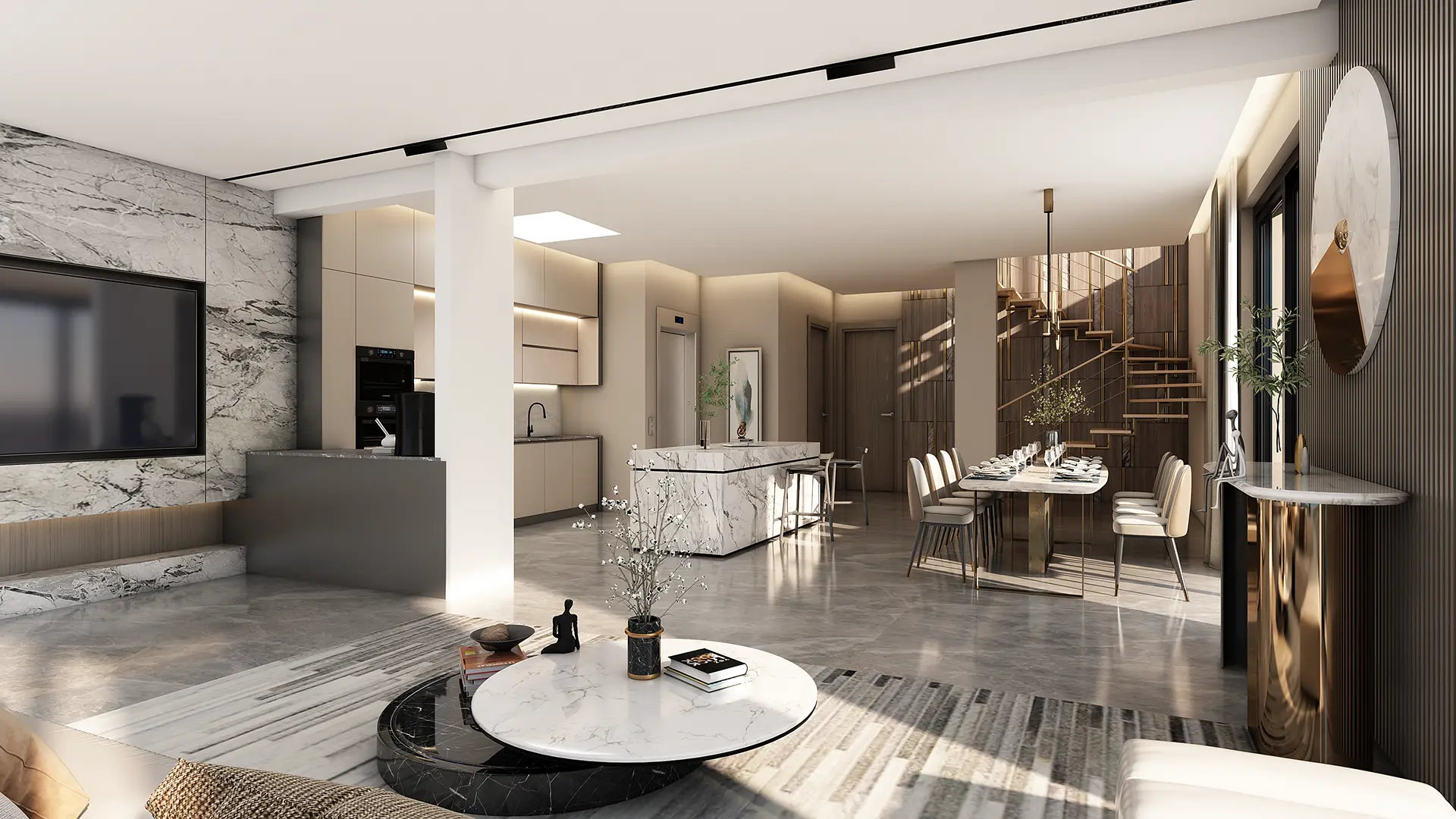 Sea-View Villa Visualization: Contemporary Interiors & Panoramic Mountain Views — render 2
