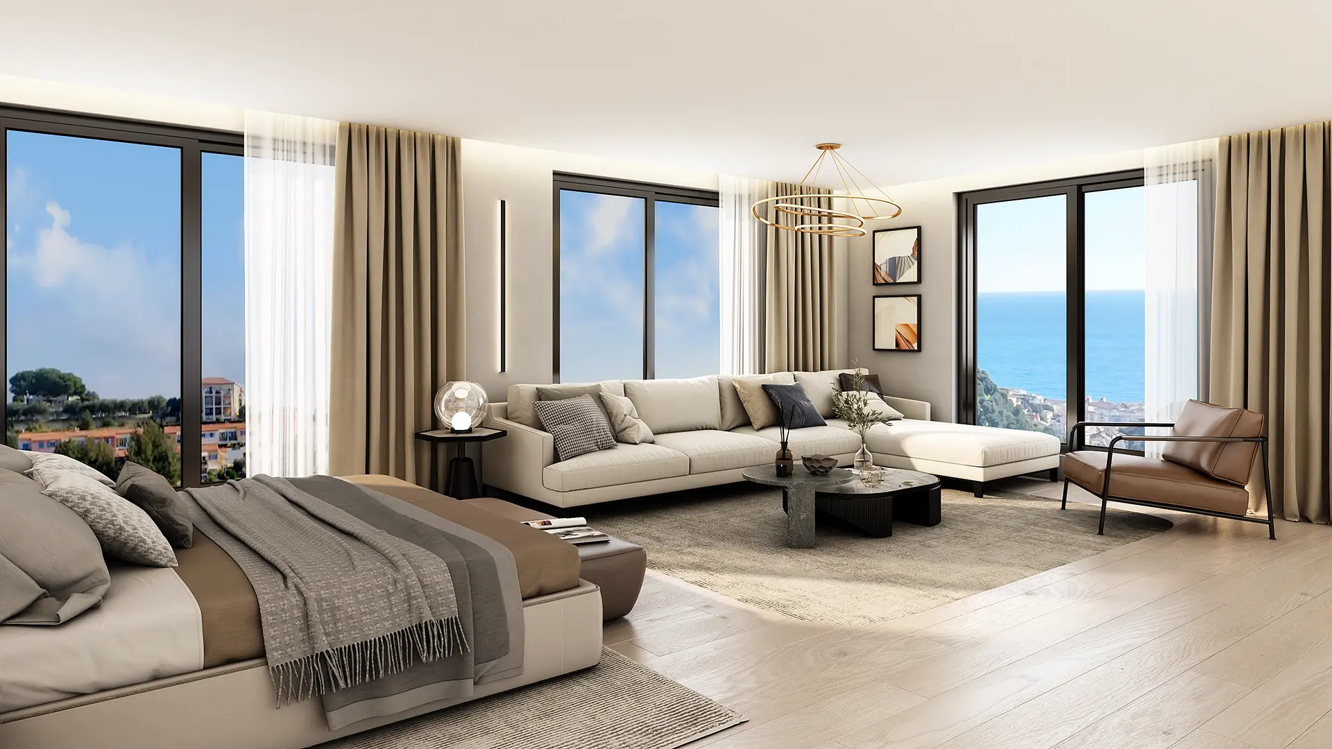 Sea-View Villa Visualization: Contemporary Interiors & Panoramic Mountain Views — render 5