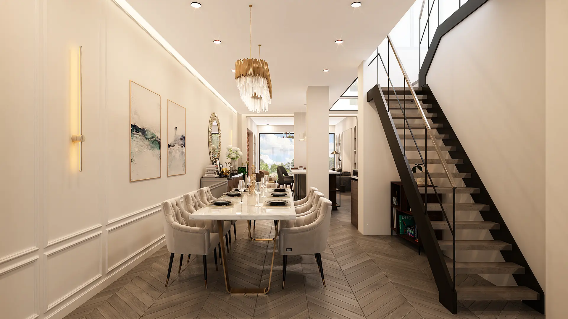 3D Visualization: Exposed Brick Living & Seamless Garden Access, Europe — render 3